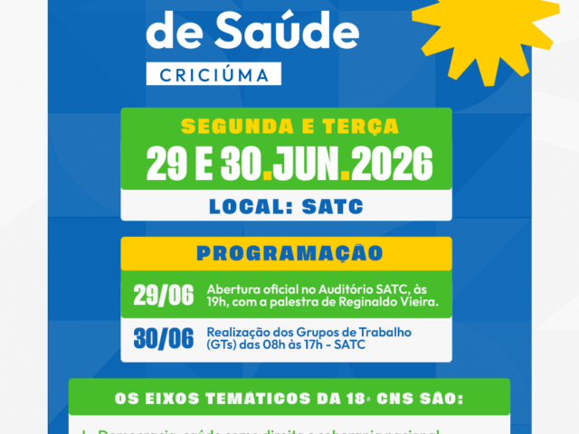 XI Conferência Municipal de Saúde de Criciúma está com inscrições abertas