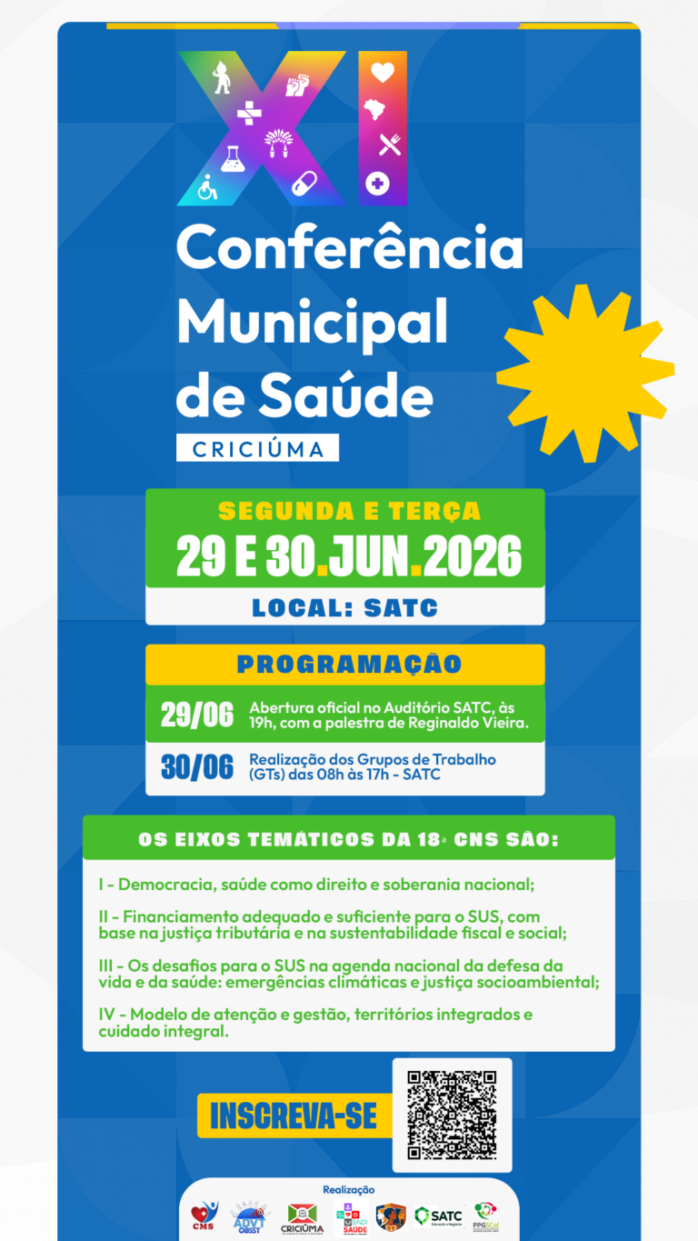 Leia mais sobre o artigo XI Conferência Municipal de Saúde de Criciúma está com inscrições abertas